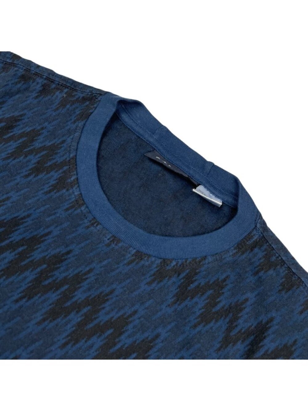 Paul Smith Men's 100% Cotton S/S Crewneck T-Shirt Blue/Black Zig Zag • Medium
